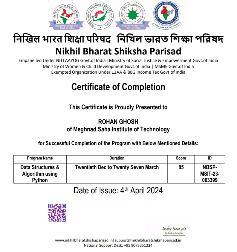 Data Structures & Algorithm using Python
